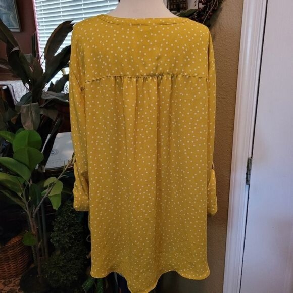 Torrid Chartreuse Green Top Blouse Polka Dot Dots Size Torrid 3 3X 3XL - Picture 6 of 8